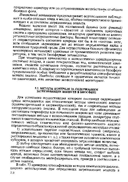 Импактный мониторинг предусматривает осуществление наблюдений в особо опасных зонах и местах, обычно непосредственно примыкающих к источникам загрязняющих веществ.