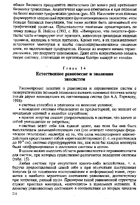 В целом можно выделить области равновесности и неравновесности для систем, при которых существенно различается поведение системы (табл. 15).