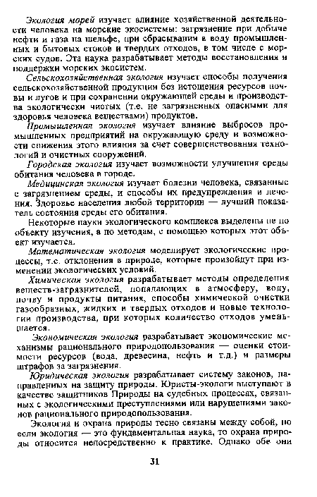 Городская экология изучает возможности улучшения среды обитания человека в городе.