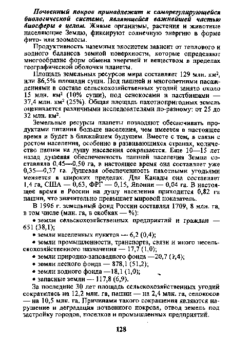 Продуктивность наземных экосистем зависит от теплового и водного балансов земной поверхности, которые определяют многообразие форм обмена энергией и веществом в пределах географической оболочки планеты.