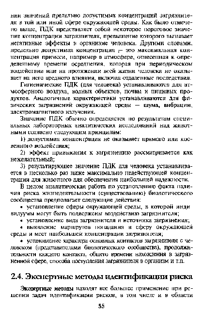 Гигиенические ПДК (для человека) устанавливаются для атмосферного воздуха, водных объектов, почвы и пищевых продуктов. Аналогичные характеристики устанавливаются для физических загрязнений окружающей среды — шума, вибрации, электромагнитного излучения.