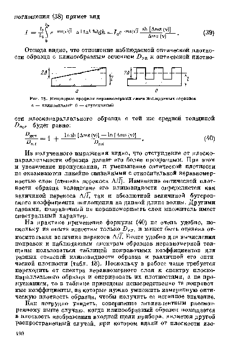 Некоторые профили неравномерных слоев исследуемых оОразцов а — кликовидный; б — ступенчатый