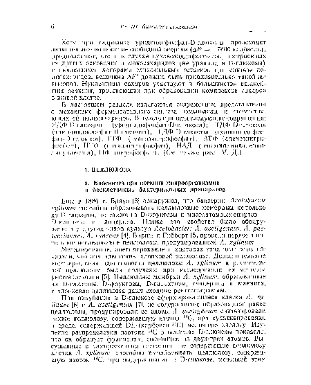 Хотя при гидролизе уридиндифосфат-О-глюкозы происходит значительное понижение свободной энергии (А/70 = —7600 кал/моль), предполагают, что и в случае нуклеозиддифосфатов, построенных из других оснований и моносахаридов (не урацила и О-глюкозы) и являющихся донорами гликозильных остатков при синтезе полисахаридов, величина А/70 должна быть приблизительно такой же высокой. Нуклеотиды сахаров участвуют в большинстве важнейших реакций, протекающих при образовании комплексов сахаров в живой клетке.