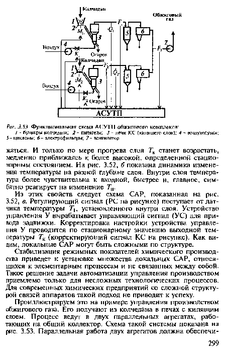 Стабилизация режимных показателей химического производства приведет к установке множества локальных САР, относящихся к элементарным процессам и не связанных между собой. Такое решение задачи автоматизации управления производством приемлемо только для несложных технологических процессов. Для современных химических предприятий со сложной структурой связей аппаратов такой подход не приводит к успеху.