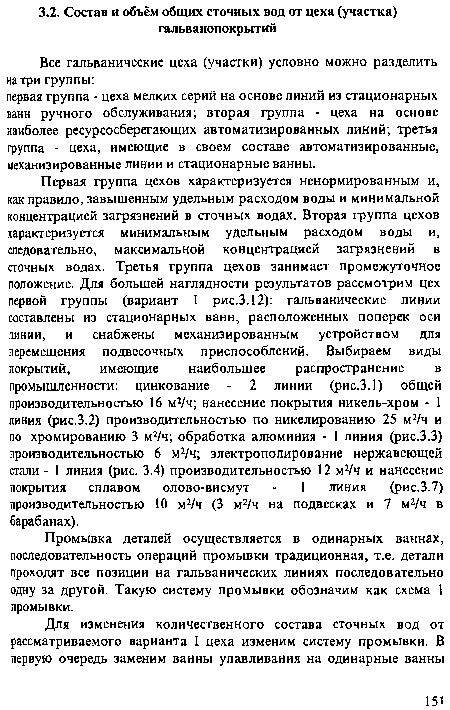 Промывка деталей осуществляется в одинарных ваннах, последовательность операций промывки традиционная, т.е. детали проходят все позиции на гальванических линиях последовательно одну за другой. Такую систему промывки обозначим как схема 1 промывки.