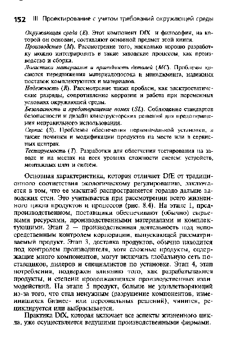 Окружающая среда (Е). Этот компонент 0£Х и философия, на которой он основан, составляют основной предмет этой книги. Производство (М). Рассмотрение того, насколько хорошо разработку можно интегрировать в такие заводские процессы, как производство и сборка.