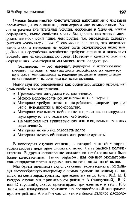 Используя это определение как ориентир, можно определить семь свойств экоматериалов.