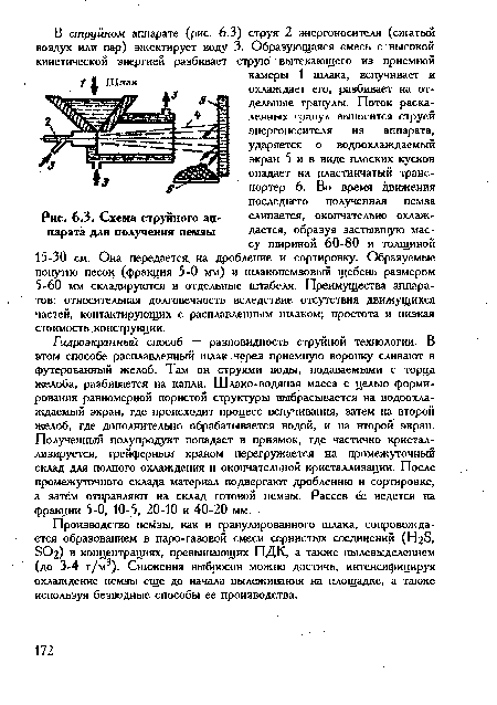 Схема струйного аппарата для получения пемзы