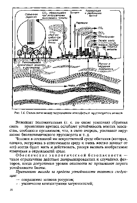 Схема связи между загрязнением атмосферы и круговоротом веществ