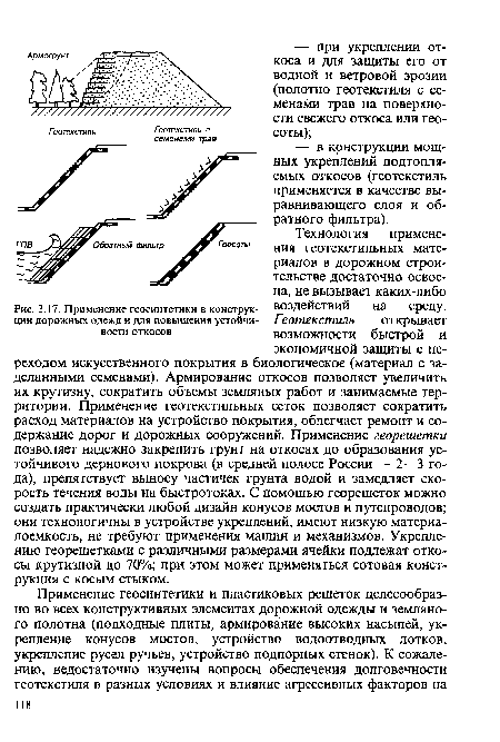 Применение геосинтетики в конструкции дорожных одежд и для повышения устойчивости откосов