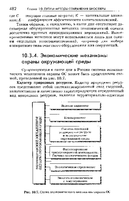 Существующая в наши дни в России система экономических механизмов охраны ОС может быть представлена схемой, приведенной на рис. 10.7.