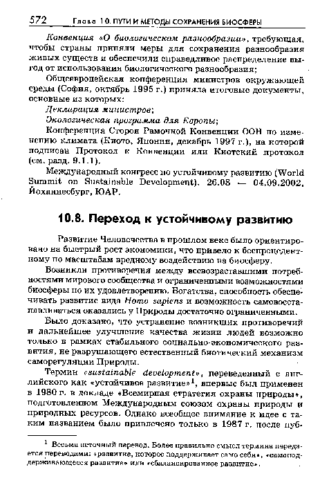 Международный конгресс по устойчивому развитию (World Summit on Sustainable Development), 26.08 — 04.09.2002, Йоханнесбург, ЮАР.