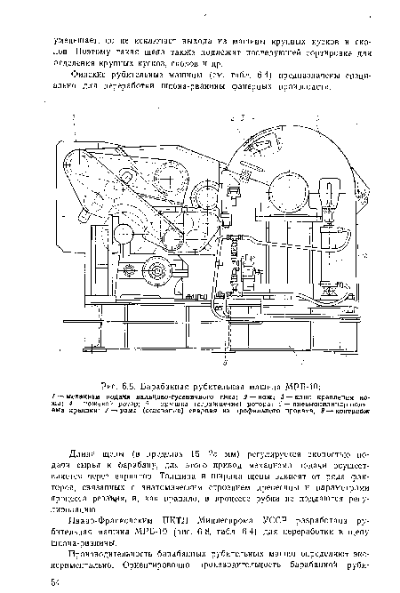 Ивано-Франковским ПКТИ Минлеспрома УССР разработана рубительная машина МРБ-10 (рис. 6.8, табл. 6.4) для переработки в щепу шпона-рванины.