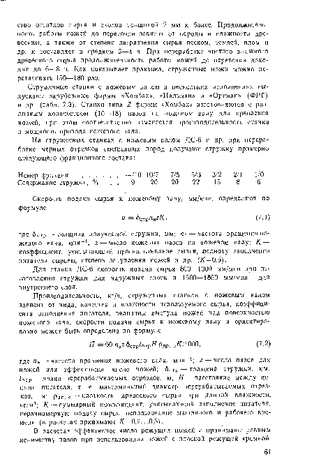 Для станка ДС-6 скорость подачи сырья 800—1000 мм/мин при изготовлении стружки для наружных слоев и 1500—1800 мм/мин — для внутреннего слоя.