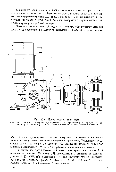 На некоторых предприятиях применяют шестеренчатые насосы Г-11 производительностью 35 л/мии 17], приводимые в действие от электродвигателя ПМУ6М12У4 мощностью 1,5 кВт, который может бесступен-чато изменять частоту вращения вала от 150 до 1500 мин . Соответственно изменяется и производительность насоса.