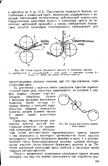 Схема подачи бумажного полотна в клеильные прессы