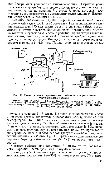 Схема реактора периодического действия для разложения уксуснокислого порошка