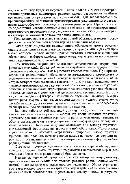 Стратегии природы принимаются в качестве стратегий противостоящей стороны. Наши стратегии выражаются вариантами мер и действий по обеспечению радиационной безопасности.