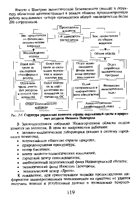 Структура управления комитета охраны окружающей среды и природных ресурсов Нижнего Новгорода