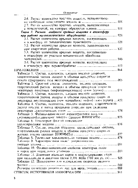 Состав, плотность, низшая теплота сгорания, теоретический расход воздуха и объемы продуктов сгорания