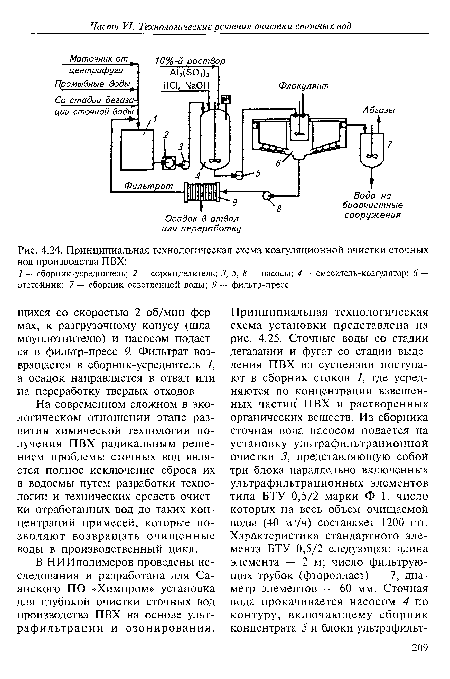 Принципиальная технологическая схема коагуляционной очистки сточных вод производства ПВХ