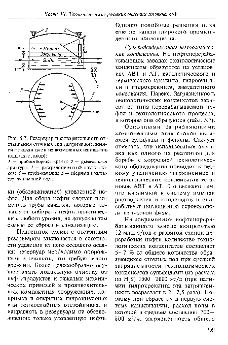 Резервуар предварительного отстаивания сточных вод (штриховой линией показан один из возможных вариантов подвода стоков)