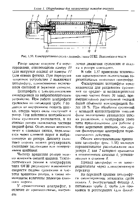 Конструктивная схема центрифуг типа ОГШ. Пояснения в тексте