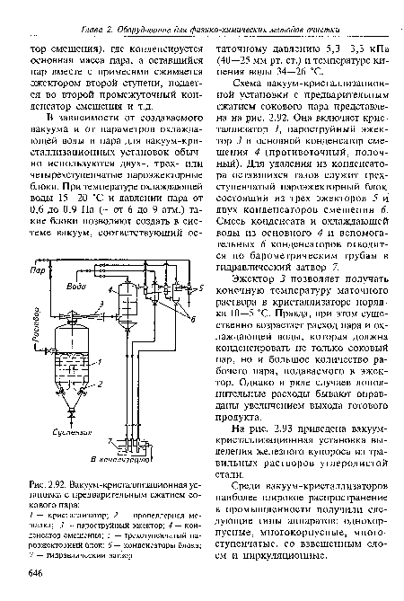 Вакуум-кристаллизационная установка с предварительным сжатием сокового пара