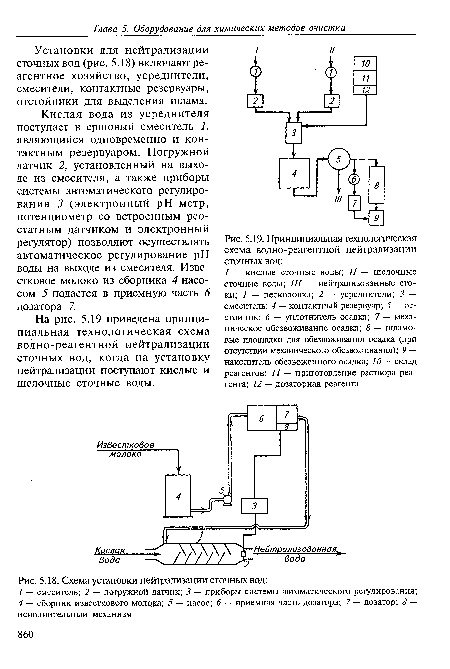 Принципиальная технологическая схема водно-реагентной нейтрализации сточных вод