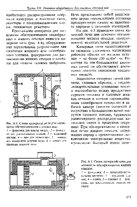 Схема камерной печи для «огневого» обезвреживания жидких отходов