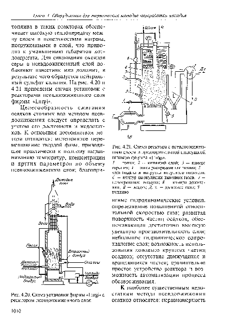Схема реактора с псевдоожижен-ным слоем и предварительной подсушкой шламов фирмы «Ьгщр»