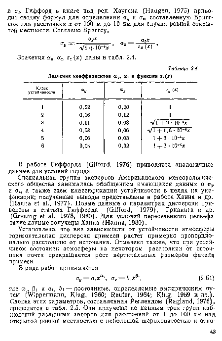 Установлено, что вне зависимости от устойчивости атмосферы горизонтальная дисперсия примеси растет примерно пропорционально расстоянию от источника. Отмечено также, что при устойчивом состоянии атмосферы на некотором расстоянии от источника почти прекращается рост вертикальных размеров факела примеси.