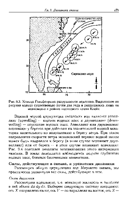 Кольца Гольфстрима разрушаются медленно. Выделенное на рисунке кольцо существовало почти два года и разрушилось лишь на