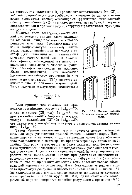 Модель тонкого строения нативной целлюлозы.
