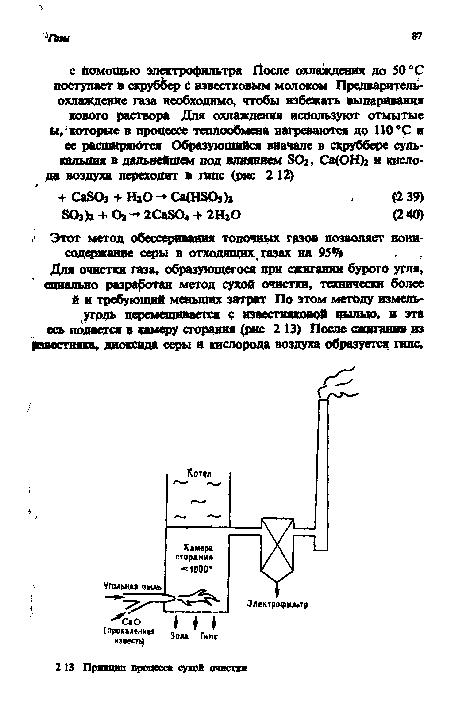 Этот метод обессеривания топочных газов позволяет пони-содержание серы в отходяхцих газах на 95 0 , .