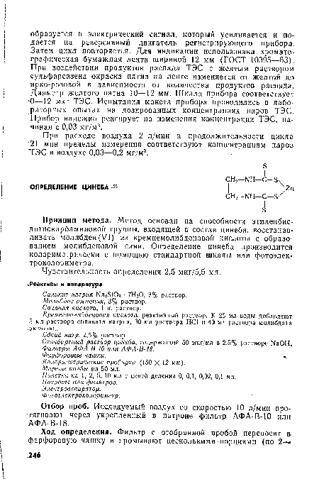 Чувствительность определения 2,5 мкг/5,5 мл.