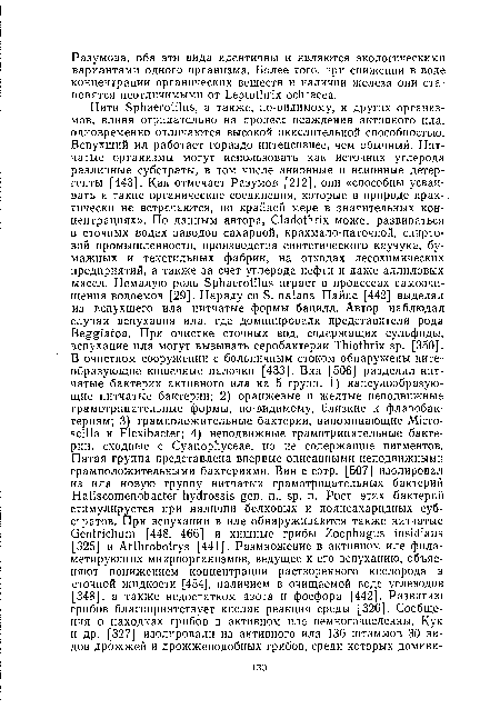 Разумова, оба эти вида идентичны и являются экологическими вариантами одного организма. Более того, при снижении в воде концентрации органических веществ и наличии железа они становятся неотличимыми от Leptothrix ochracea.