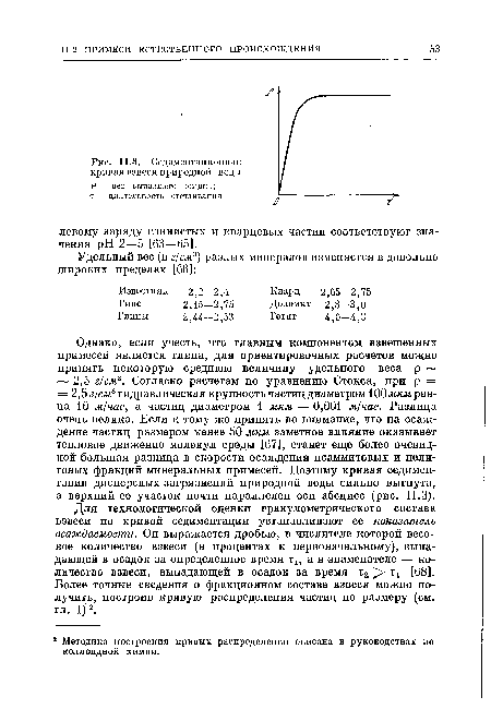 Седиментационная кривая взвеси природной воды Р — вес выпавшего осадка; х — длительность отстаивания