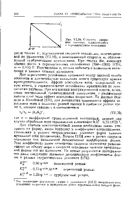 У1.20. Скорость движения частицы, осаждающейся н горизонтальном отстойнике