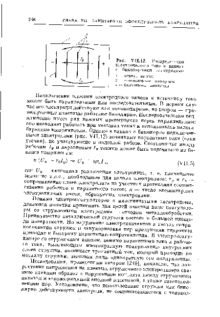 Распределение электрического тока в ваннах с биполярными электродами