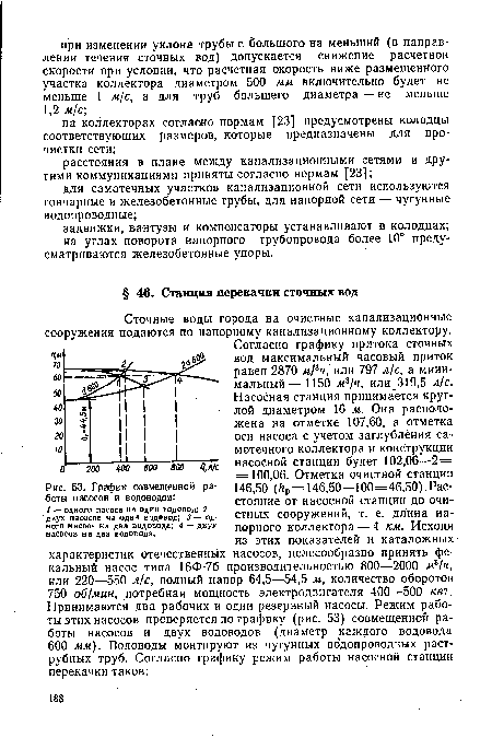 График совмещенной ра-боты насосов и водоводов