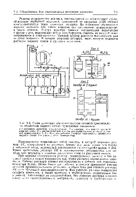 Схема установки для приготовления активной кремнекисло-ты обработкой жидкого стекла сернокислым алюминием