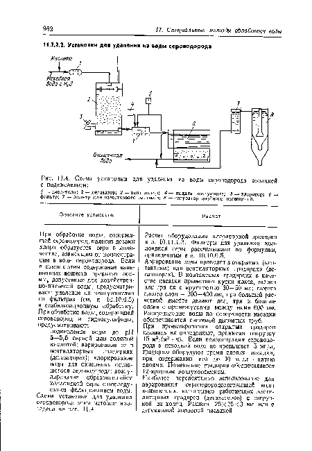 Схема установки для удаления из воды сероводорода аэрацией с подкислением