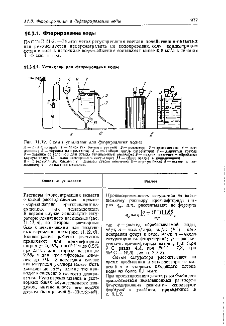 Схемы установок для фторирования воды