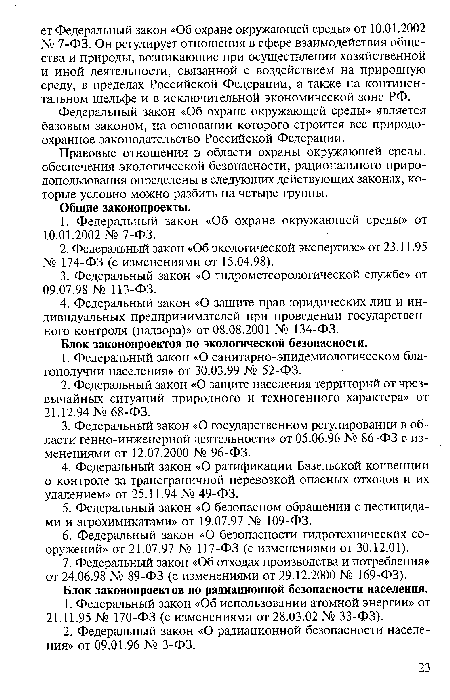 Блок законопроектов по радиационной безопасности населения.