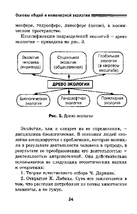 Классификация подразделений экологий — древо экологии — приведена на рис. 3.