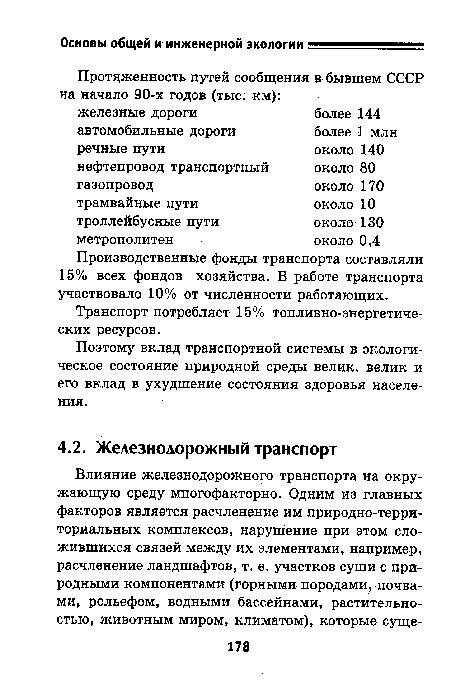 Транспорт потребляет 15% топливно-энергетических ресурсов.