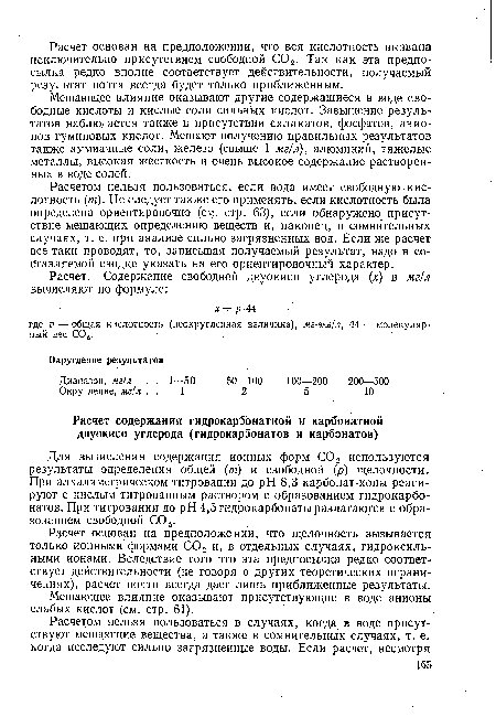 Мешающее влияние оказывают присутствующие в воде анионы слабых кислот (см. стр. 61).