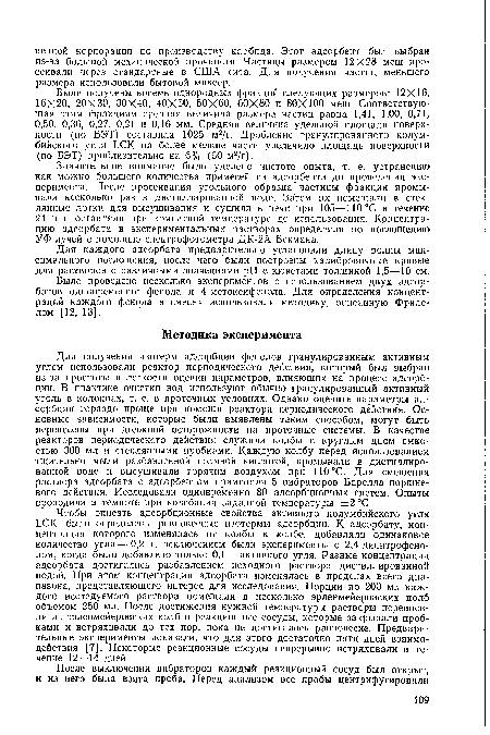 Для каждого адсорбата предварительно установили длину волны максимального поглощения, после чего были построены калибровочные кривые для растворов с различными значениями pH с кюветами толщиной 1,5—10 см.