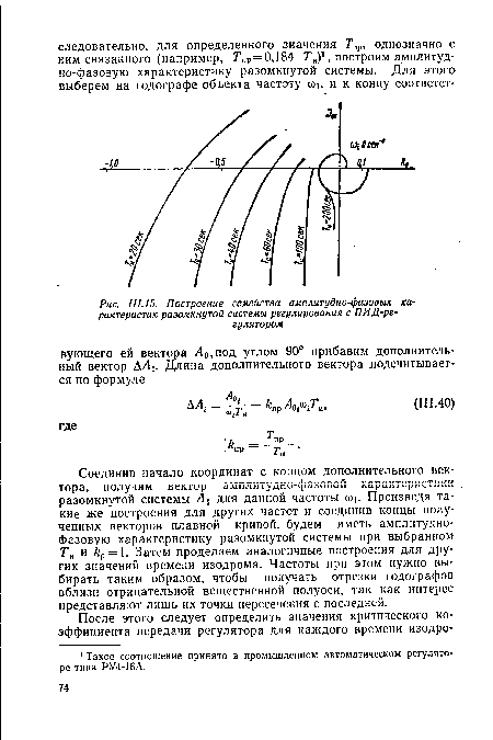 Построение семейства амплитудно-фазовых характеристик разомкнутой системы регулирования с ПИ Д-ре-